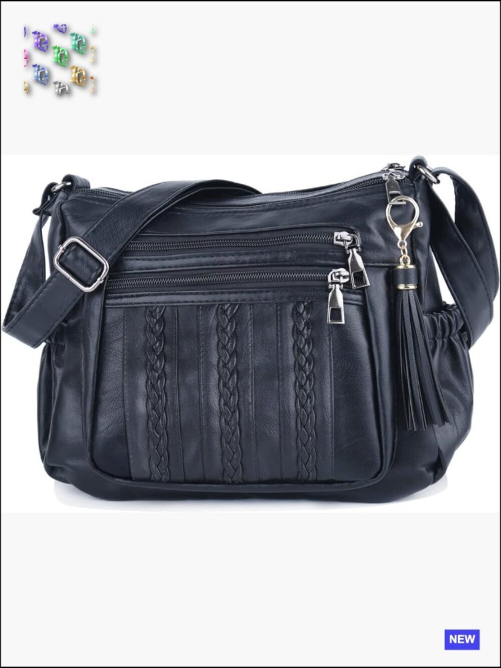 Soft PU Leather Crossbody Purse Multi Pocket Shoulder Bag Chic Casual